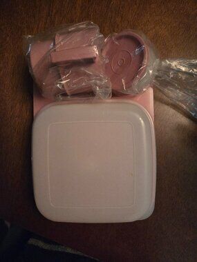 Vintage Mauve Rose Tupperwar 1837 meal mate W/ cover s&p,mug,snack cup NEW